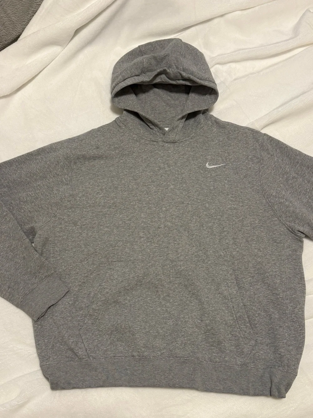 Nike Heather Gray Hoodie with White Swoosh
